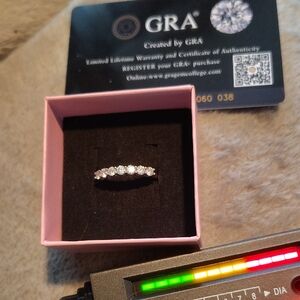 Authentic Moissanite Half Eternity Band.GRA Silver Diamond Band
